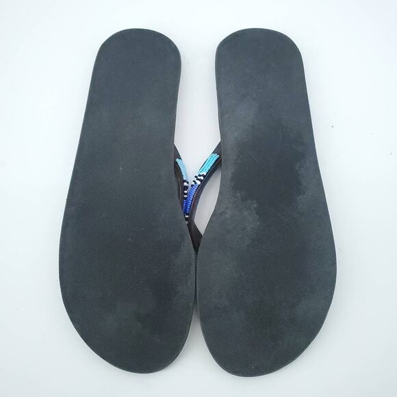 Aspiga Kenyan Handcrafted Glass Beaded Leather Flip Flops Geometric Pattern| 37 - Picture 4 of 5
